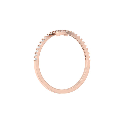 Side profile of bypass diamond band with open wrap setting