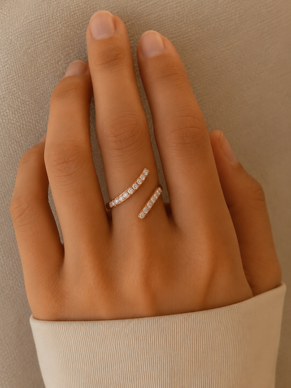 Round Lab Grown Diamond Bypass Wedding Band - HIGHCARAT DIAMONDS