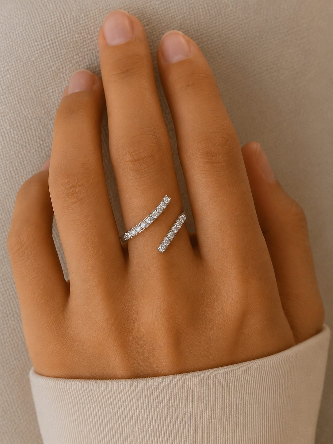 Round Lab Grown Diamond Bypass Wedding Band - HIGHCARAT DIAMONDS