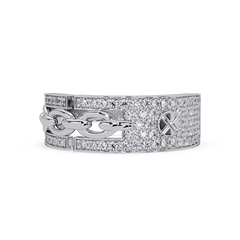 Round Lab Grown Diamond Chain Link Band Bold Ring - HIGHCARAT DIAMONDS