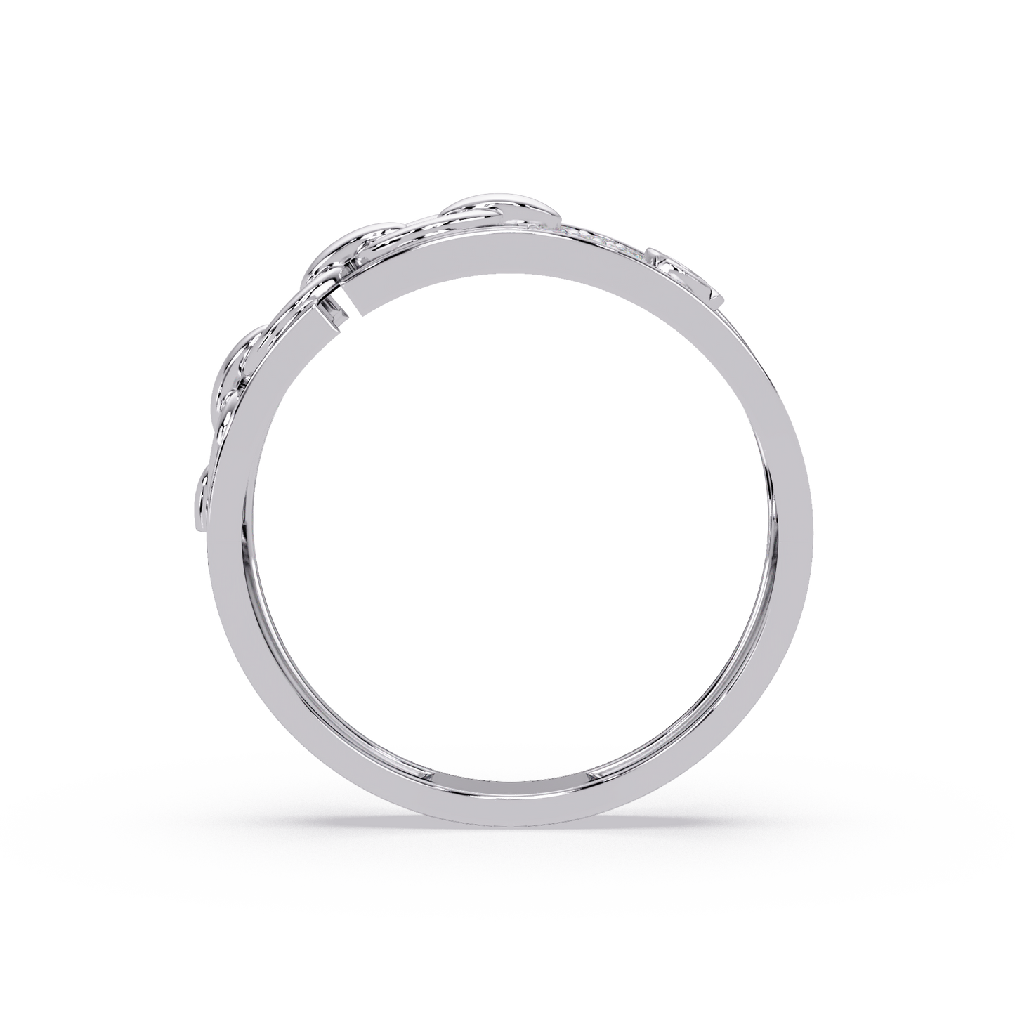 Round Lab Grown Diamond Chain Link Band Bold Ring - HIGHCARAT DIAMONDS
