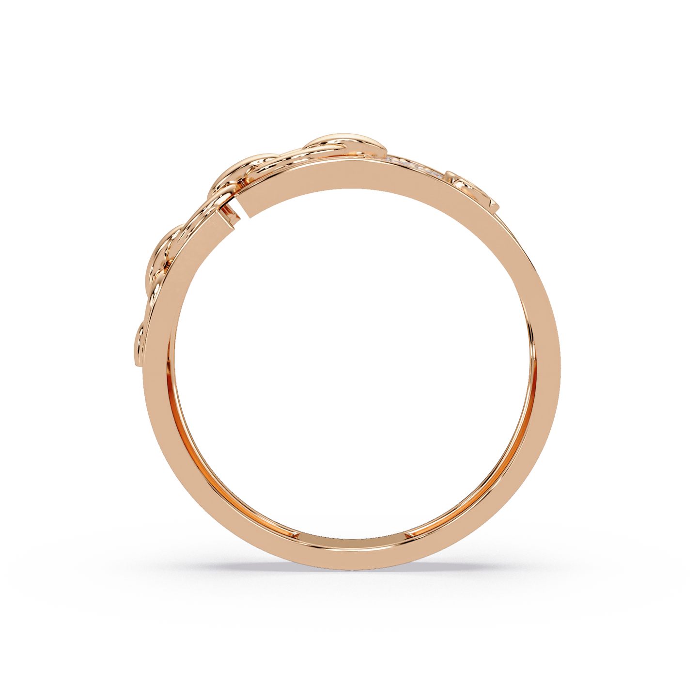 Round Lab Grown Diamond Chain Link Band Bold Ring - HIGHCARAT DIAMONDS
