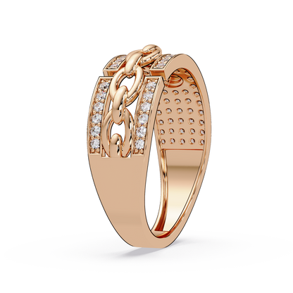 Round Lab Grown Diamond Chain Link Band Bold Ring - HIGHCARAT DIAMONDS