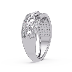 Round Lab Grown Diamond Chain Link Band Bold Ring - HIGHCARAT DIAMONDS