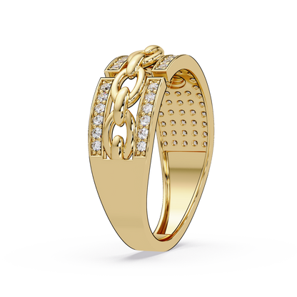 Round Lab Grown Diamond Chain Link Band Bold Ring - HIGHCARAT DIAMONDS