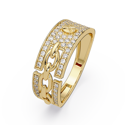 Round Lab Grown Diamond Chain Link Band Bold Ring - HIGHCARAT DIAMONDS
