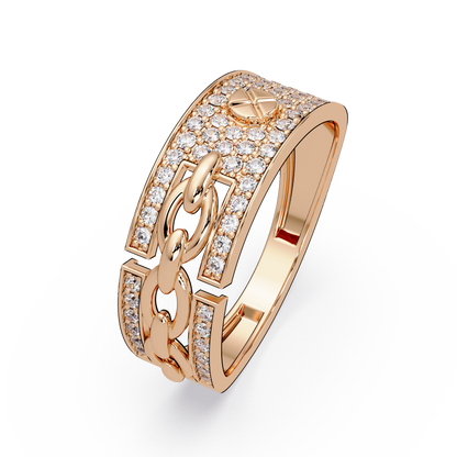 Round Lab Grown Diamond Chain Link Band Bold Ring - HIGHCARAT DIAMONDS