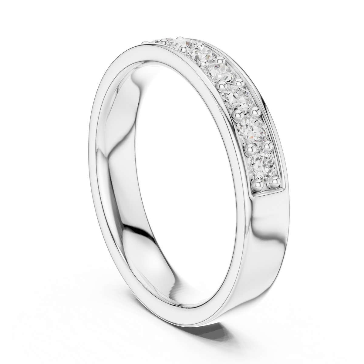 Elegant Round Cut Natural Diamond Art Deco Vintage Channel Set  Half Eternity Dainty Engagement Band - HIGHCARAT DIAMONDS