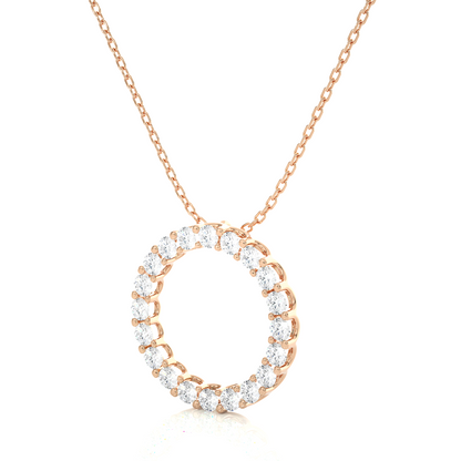 360 view video of round lab diamond circle pendant rotating on white background
