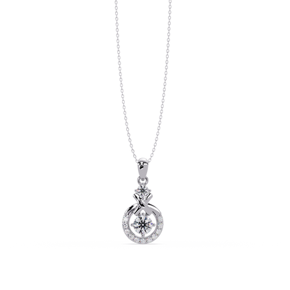 Round Lab Grown Diamond Circle X-Design Bail Halo Pendant - HIGHCARAT DIAMONDS