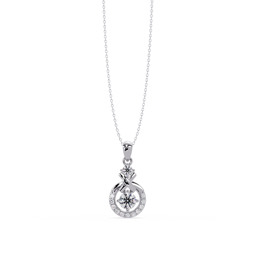 Round Lab Grown Diamond Circle X-Design Bail Halo Pendant - HIGHCARAT DIAMONDS