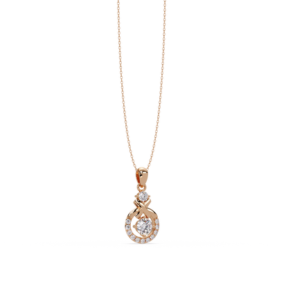 Round Lab Grown Diamond Circle X-Design Bail Halo Pendant - HIGHCARAT DIAMONDS