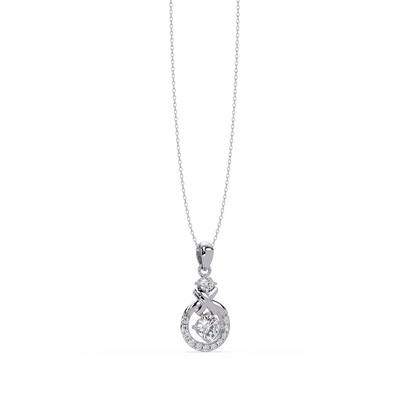 Round Lab Grown Diamond Circle X-Design Bail Halo Pendant - HIGHCARAT DIAMONDS
