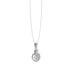 Round Lab Grown Diamond Circle X-Design Bail Halo Pendant - HIGHCARAT DIAMONDS