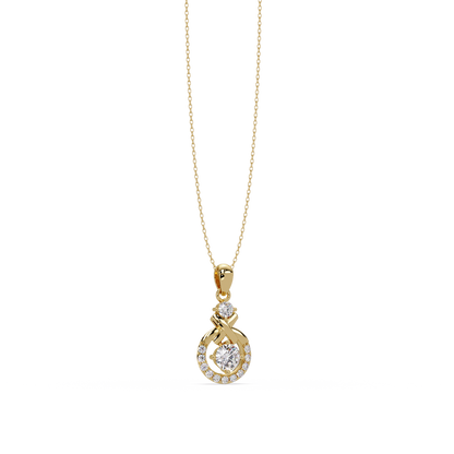 Round Lab Grown Diamond Circle X-Design Bail Halo Pendant - HIGHCARAT DIAMONDS