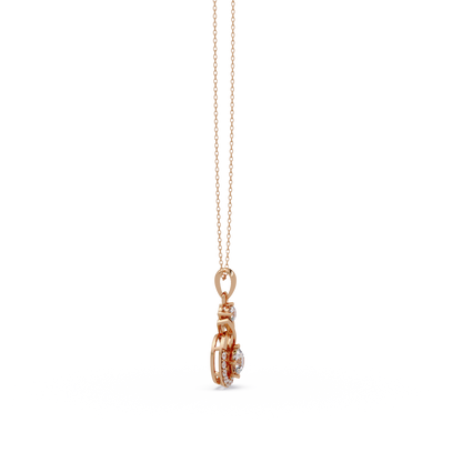 Round Lab Grown Diamond Circle X-Design Bail Halo Pendant - HIGHCARAT DIAMONDS