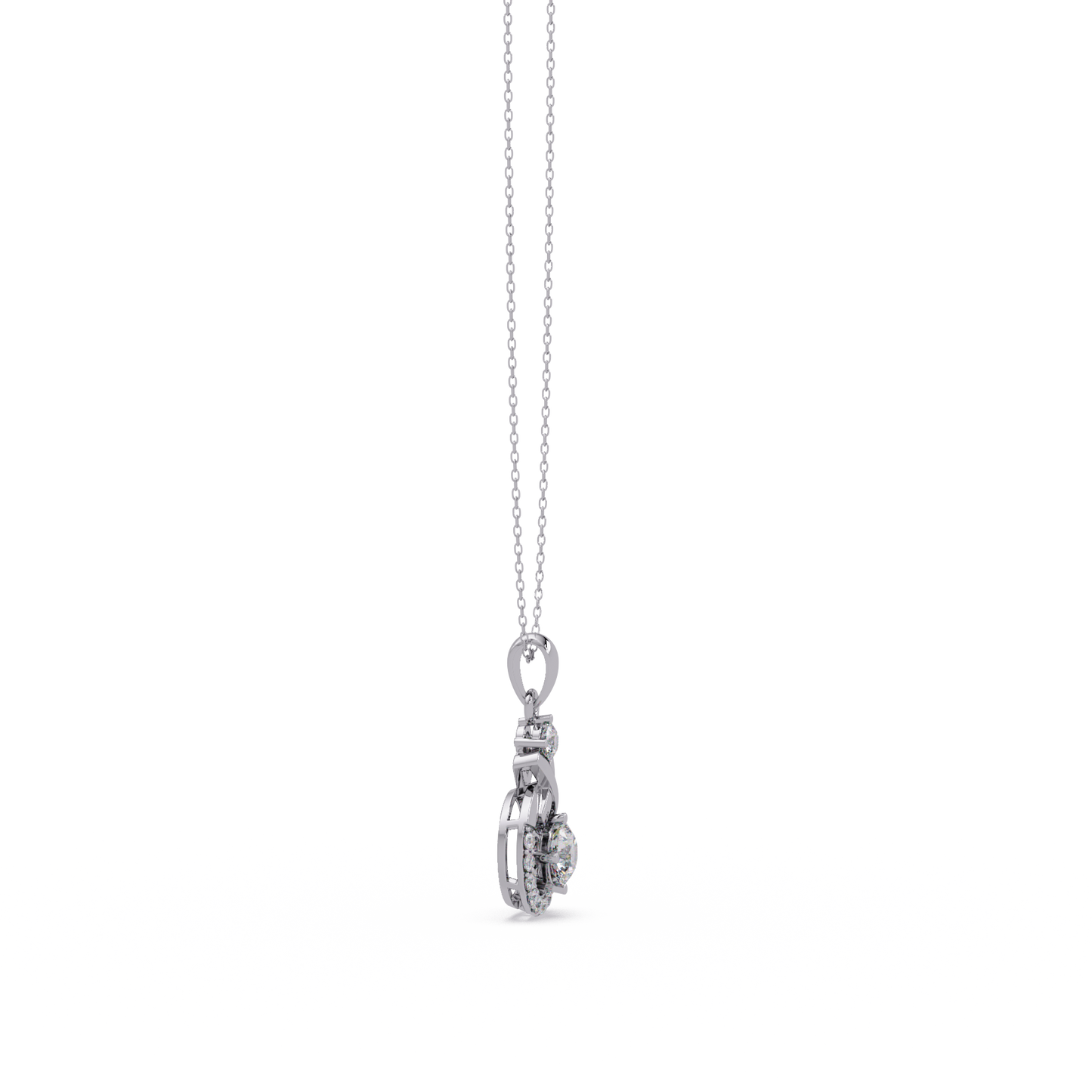 Round Lab Grown Diamond Circle X-Design Bail Halo Pendant - HIGHCARAT DIAMONDS