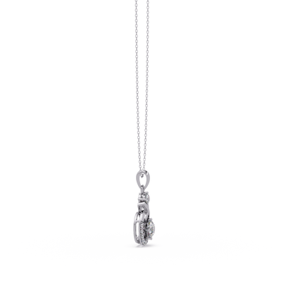 Round Lab Grown Diamond Circle X-Design Bail Halo Pendant - HIGHCARAT DIAMONDS