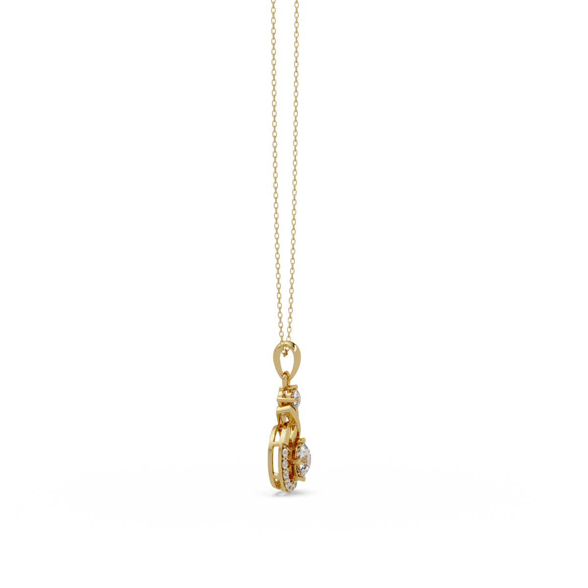 Round Lab Grown Diamond Circle X-Design Bail Halo Pendant - HIGHCARAT DIAMONDS