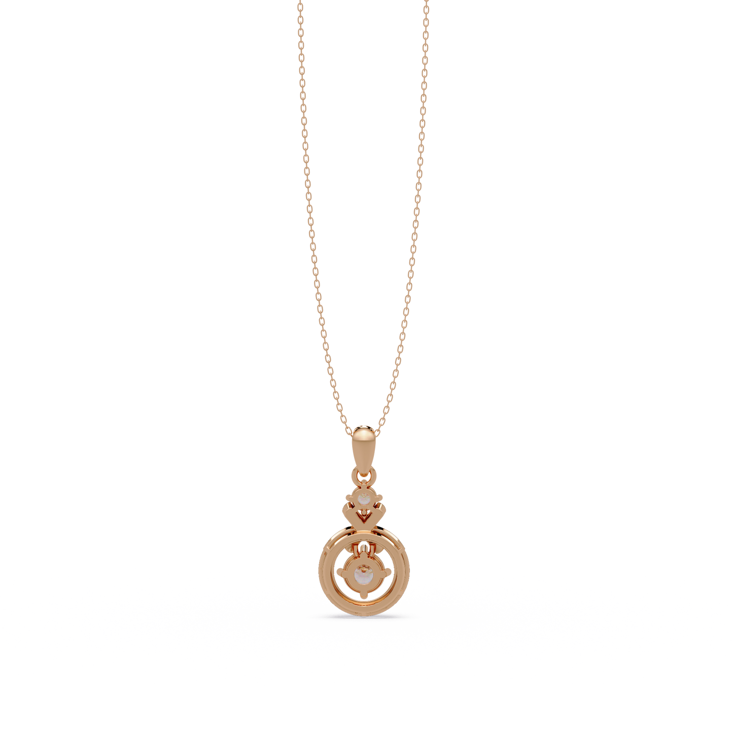 Round Lab Grown Diamond Circle X-Design Bail Halo Pendant - HIGHCARAT DIAMONDS