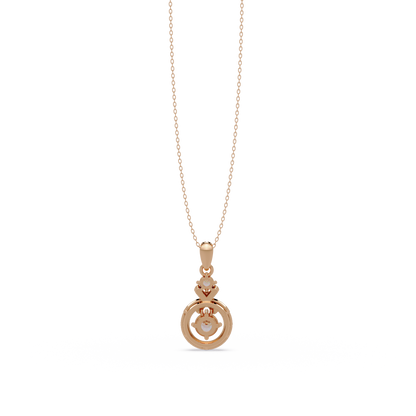 Round Lab Grown Diamond Circle X-Design Bail Halo Pendant - HIGHCARAT DIAMONDS
