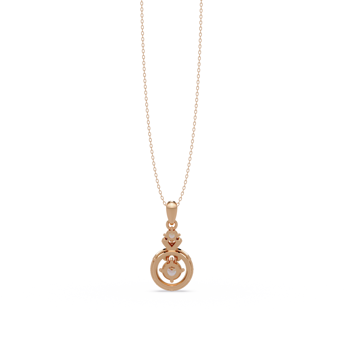 Round Lab Grown Diamond Circle X-Design Bail Halo Pendant - HIGHCARAT DIAMONDS