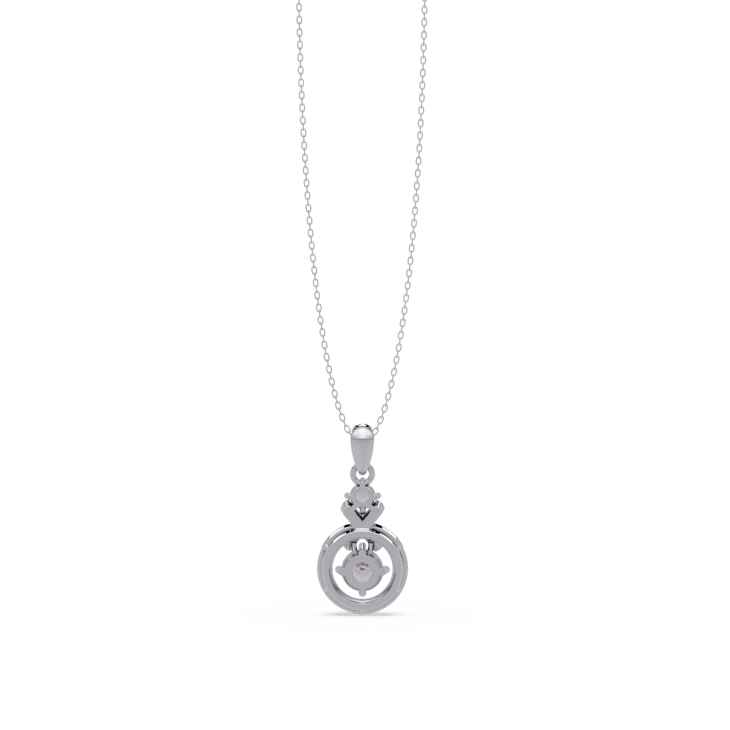 Round Lab Grown Diamond Circle X-Design Bail Halo Pendant - HIGHCARAT DIAMONDS
