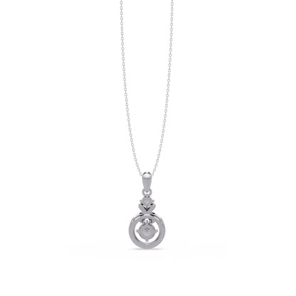 Round Lab Grown Diamond Circle X-Design Bail Halo Pendant - HIGHCARAT DIAMONDS