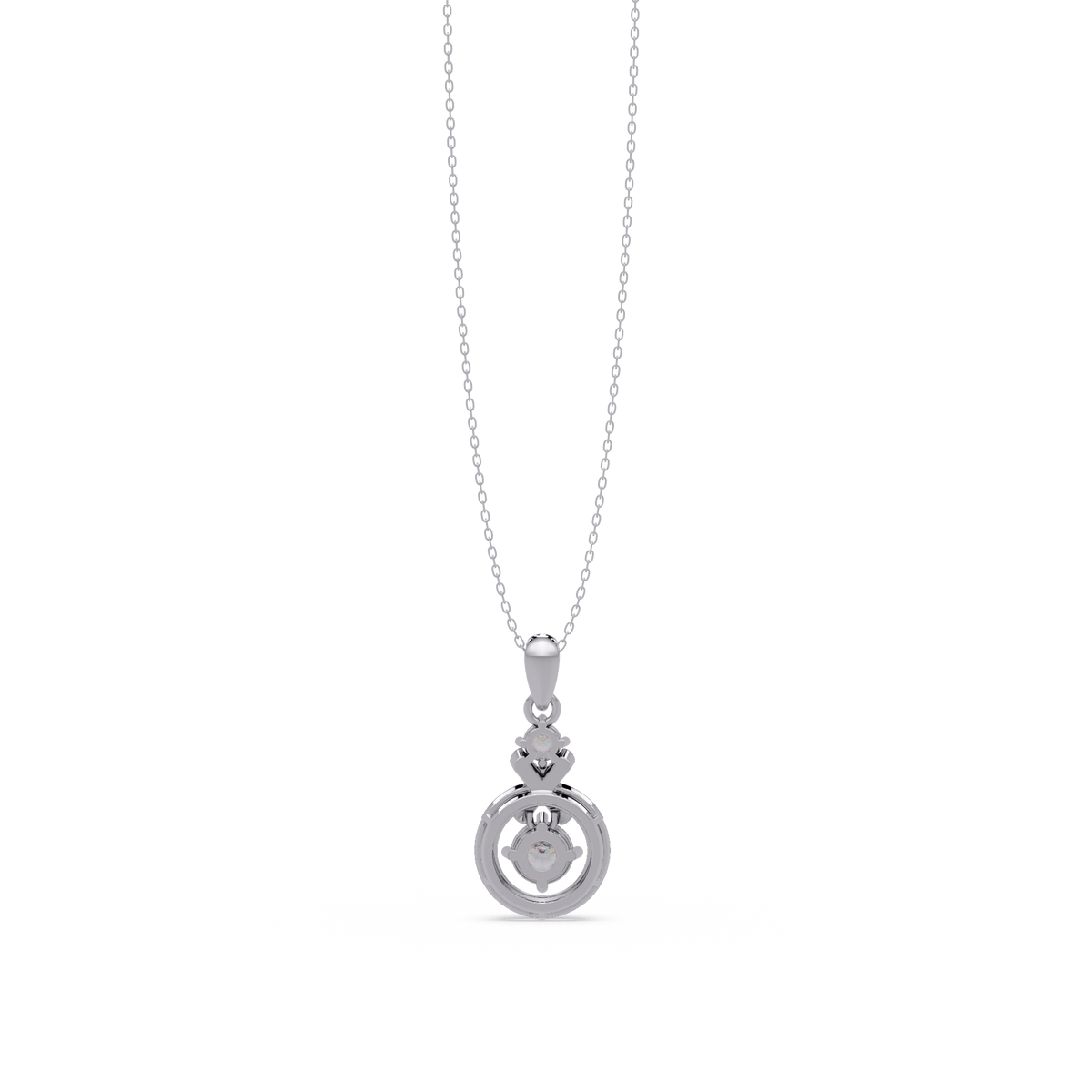 Round Lab Grown Diamond Circle X-Design Bail Halo Pendant - HIGHCARAT DIAMONDS