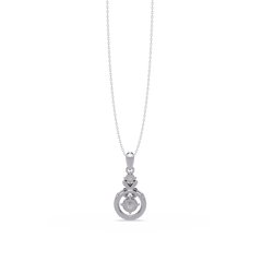 Round Lab Grown Diamond Circle X-Design Bail Halo Pendant - HIGHCARAT DIAMONDS