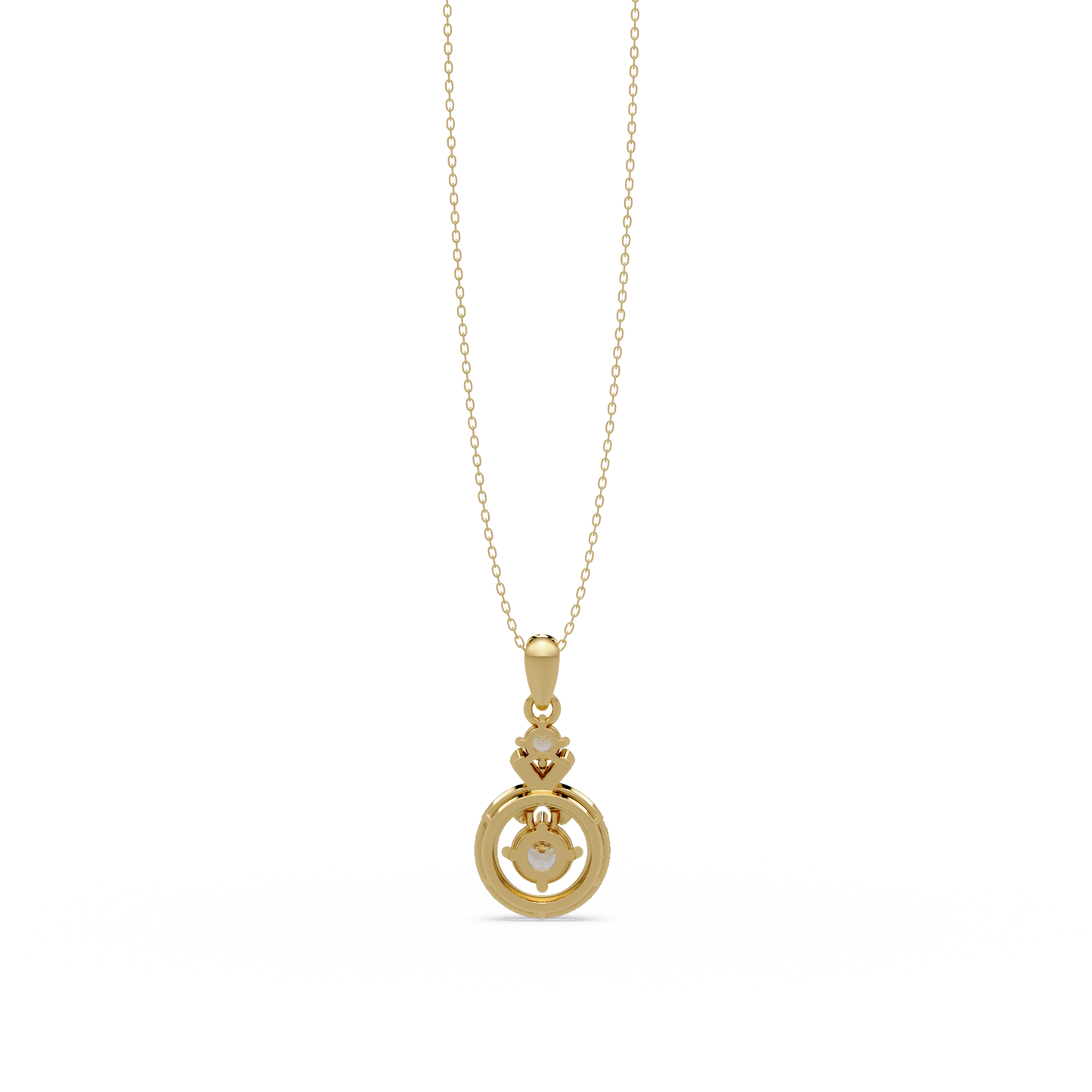 Round Lab Grown Diamond Circle X-Design Bail Halo Pendant - HIGHCARAT DIAMONDS