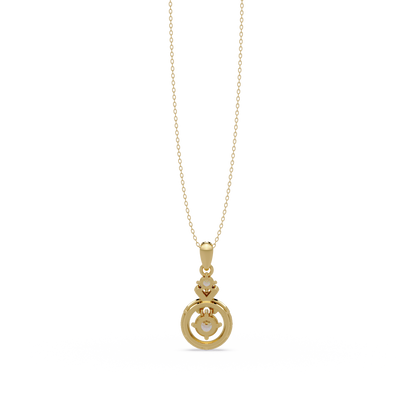 Round Lab Grown Diamond Circle X-Design Bail Halo Pendant - HIGHCARAT DIAMONDS
