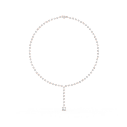 Round Shapes Lab Grown & Natural 13.44 Ct 10k Solid Gold Antiques Tennis Necklace For Her - HIGHCARAT DIAMONDS