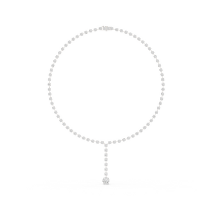 Round Shapes Lab Grown & Natural 13.44 Ct 10k Solid Gold Antiques Tennis Necklace For Her - HIGHCARAT DIAMONDS