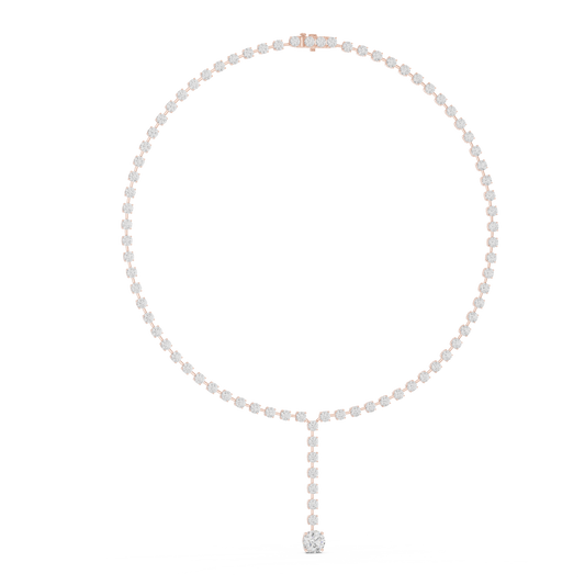 Round Shapes Lab Grown & Natural 13.44 Ct 10k Solid Gold Antiques Tennis Necklace For Her - HIGHCARAT DIAMONDS