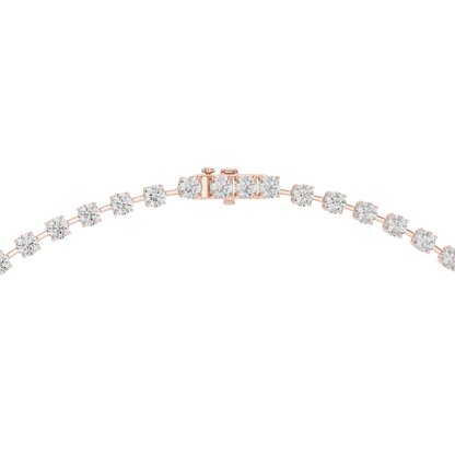 Round Shapes Lab Grown & Natural 13.44 Ct 10k Solid Gold Antiques Tennis Necklace For Her - HIGHCARAT DIAMONDS