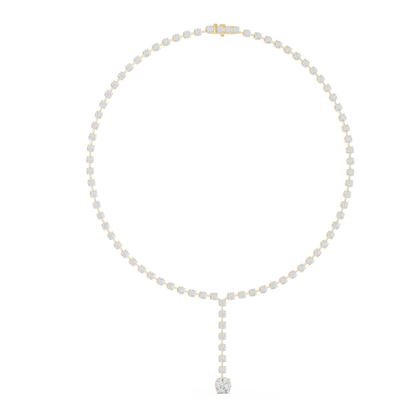 Round Shapes Lab Grown & Natural 13.44 Ct 10k Solid Gold Antiques Tennis Necklace For Her - HIGHCARAT DIAMONDS