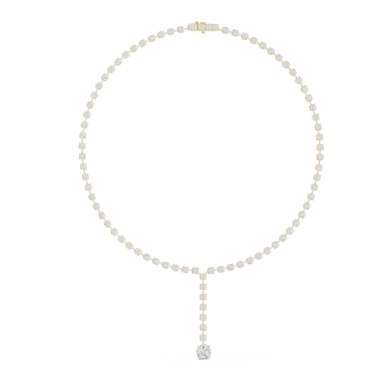Round Shapes Lab Grown & Natural 13.44 Ct 10k Solid Gold Antiques Tennis Necklace For Her - HIGHCARAT DIAMONDS