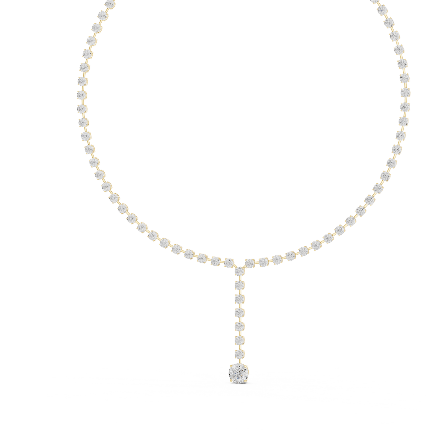 Round Shapes Lab Grown & Natural 13.44 Ct 10k Solid Gold Antiques Tennis Necklace For Her - HIGHCARAT DIAMONDS
