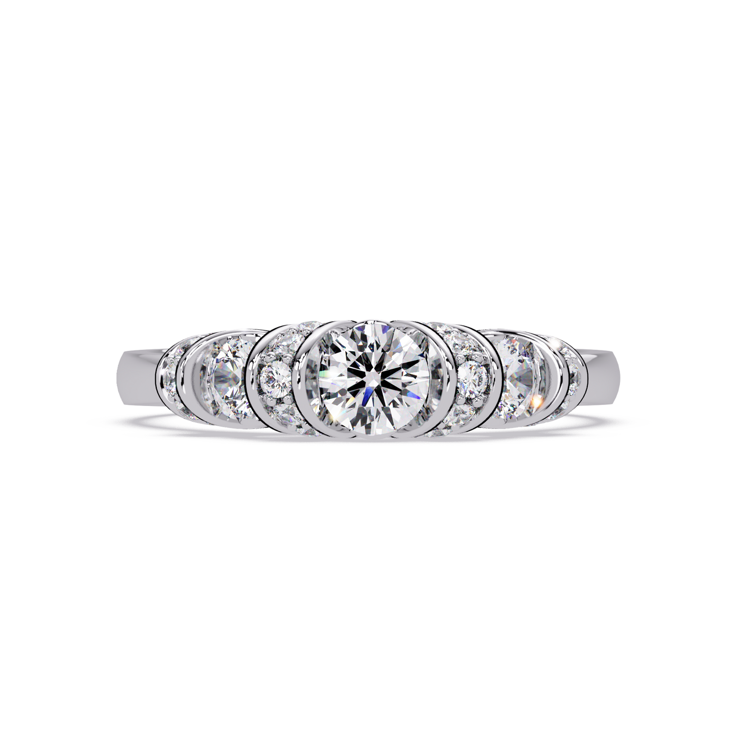 Round Lab Grown Diamond Cluster Band Ring - HIGHCARAT DIAMONDS