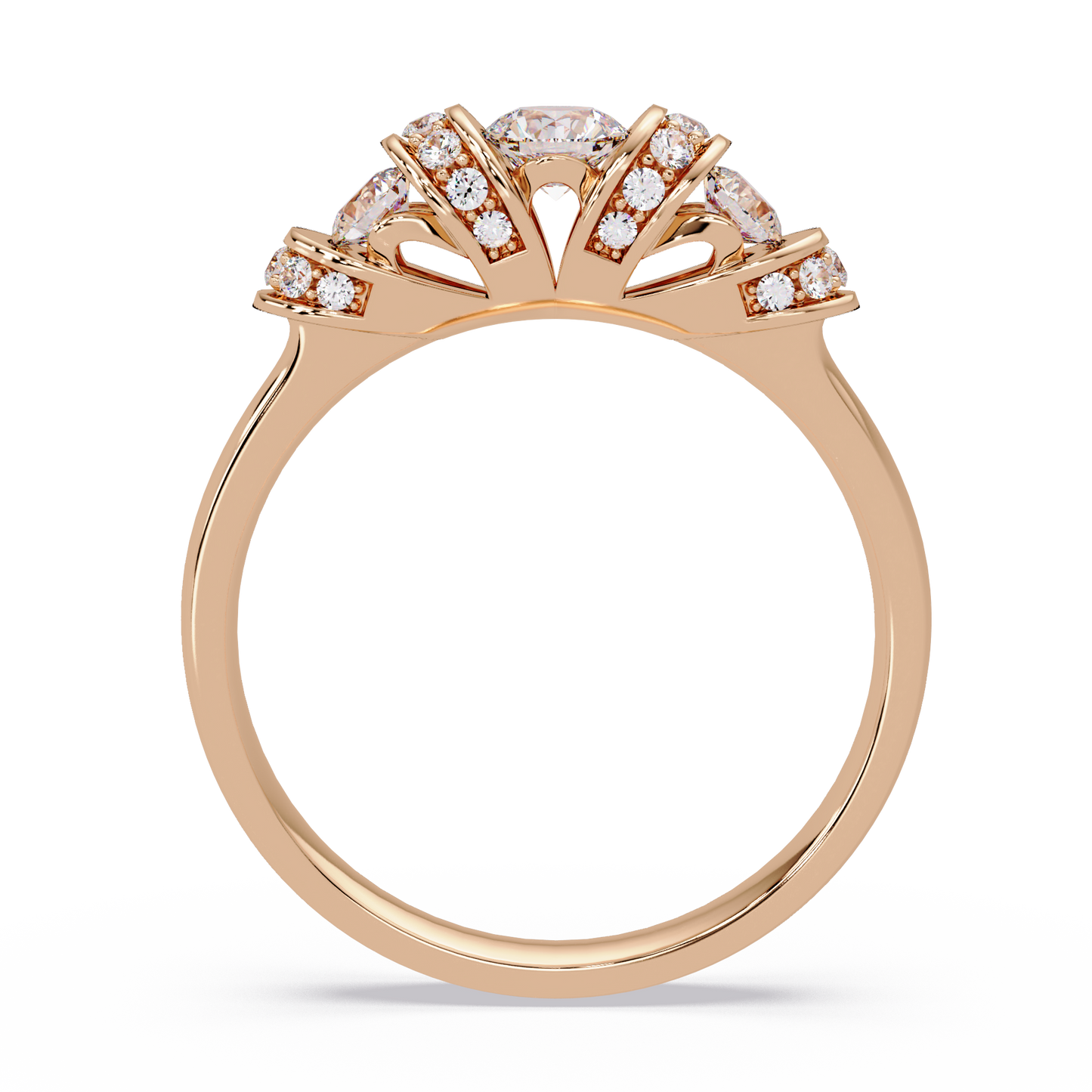 Round Lab Grown Diamond Cluster Band Ring - HIGHCARAT DIAMONDS