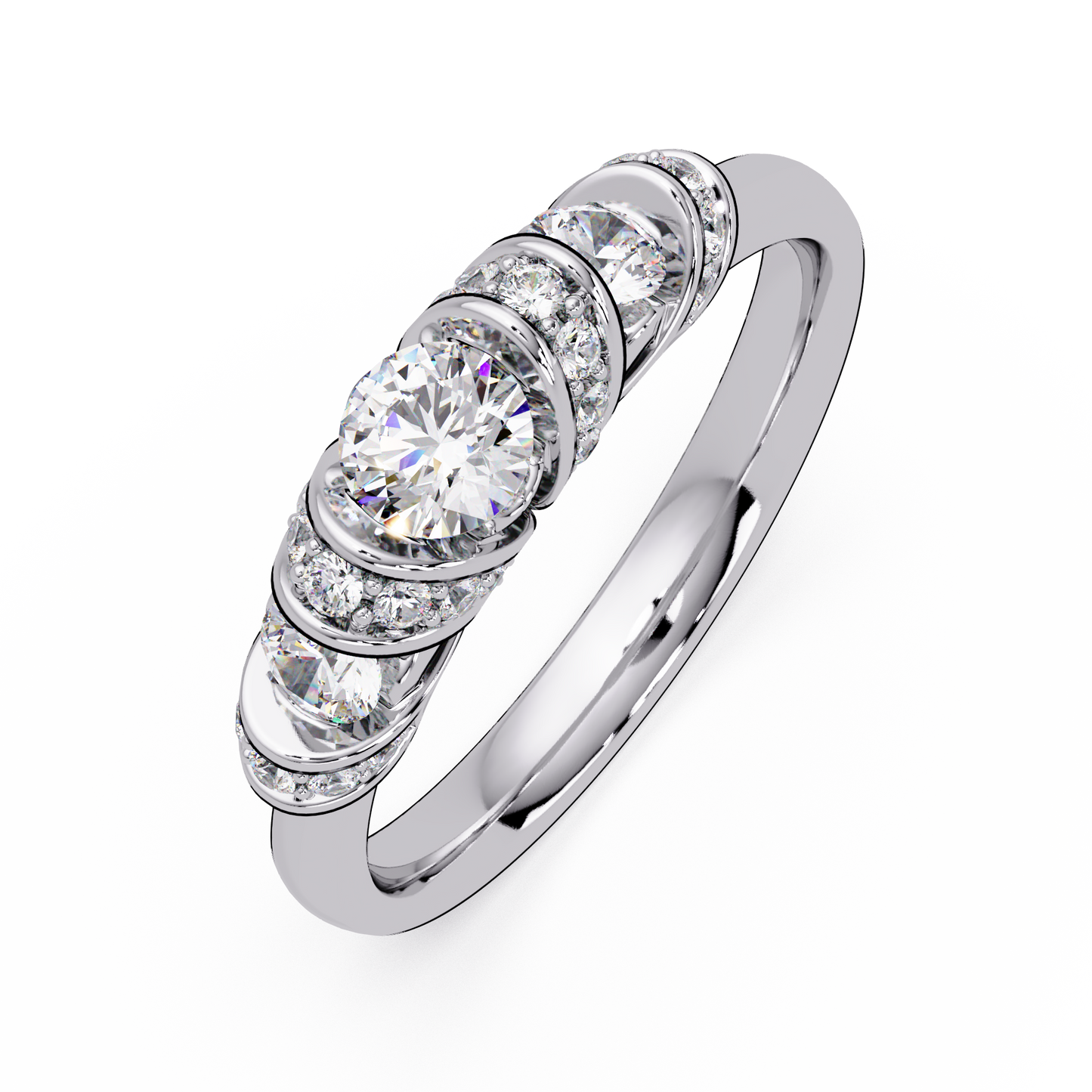 Round Lab Grown Diamond Cluster Band Ring - HIGHCARAT DIAMONDS