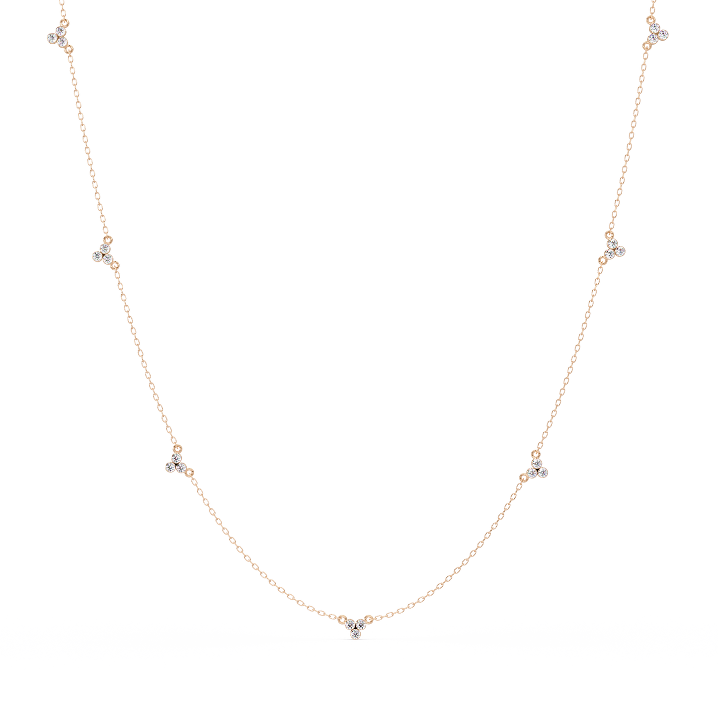 Round Lab-Grown Diamond Cluster Station Necklace in Yellow Gold - HIGHCARAT DIAMONDS