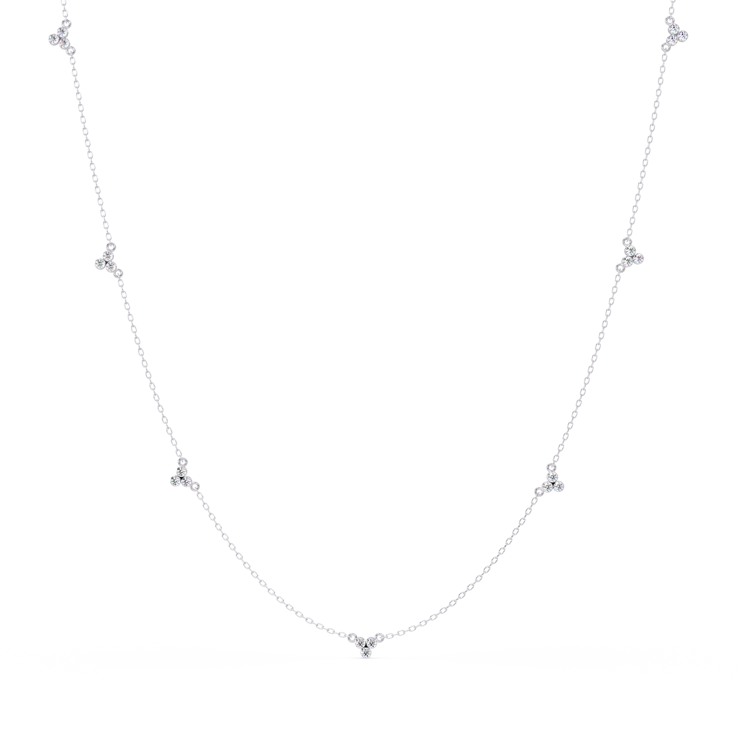 Round Lab-Grown Diamond Cluster Station Necklace in Yellow Gold - HIGHCARAT DIAMONDS