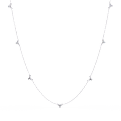 Round Lab-Grown Diamond Cluster Station Necklace in Yellow Gold - HIGHCARAT DIAMONDS