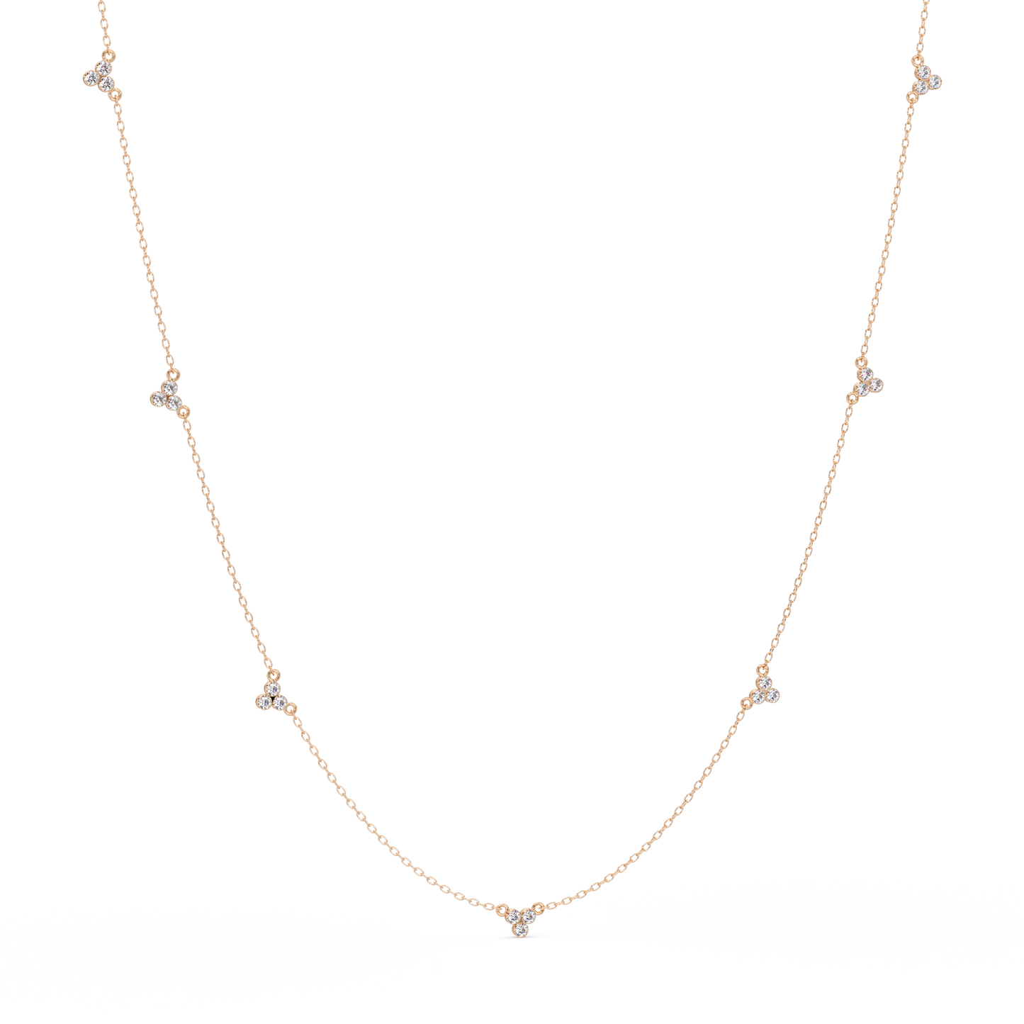 Round Lab-Grown Diamond Cluster Station Necklace in Yellow Gold - HIGHCARAT DIAMONDS