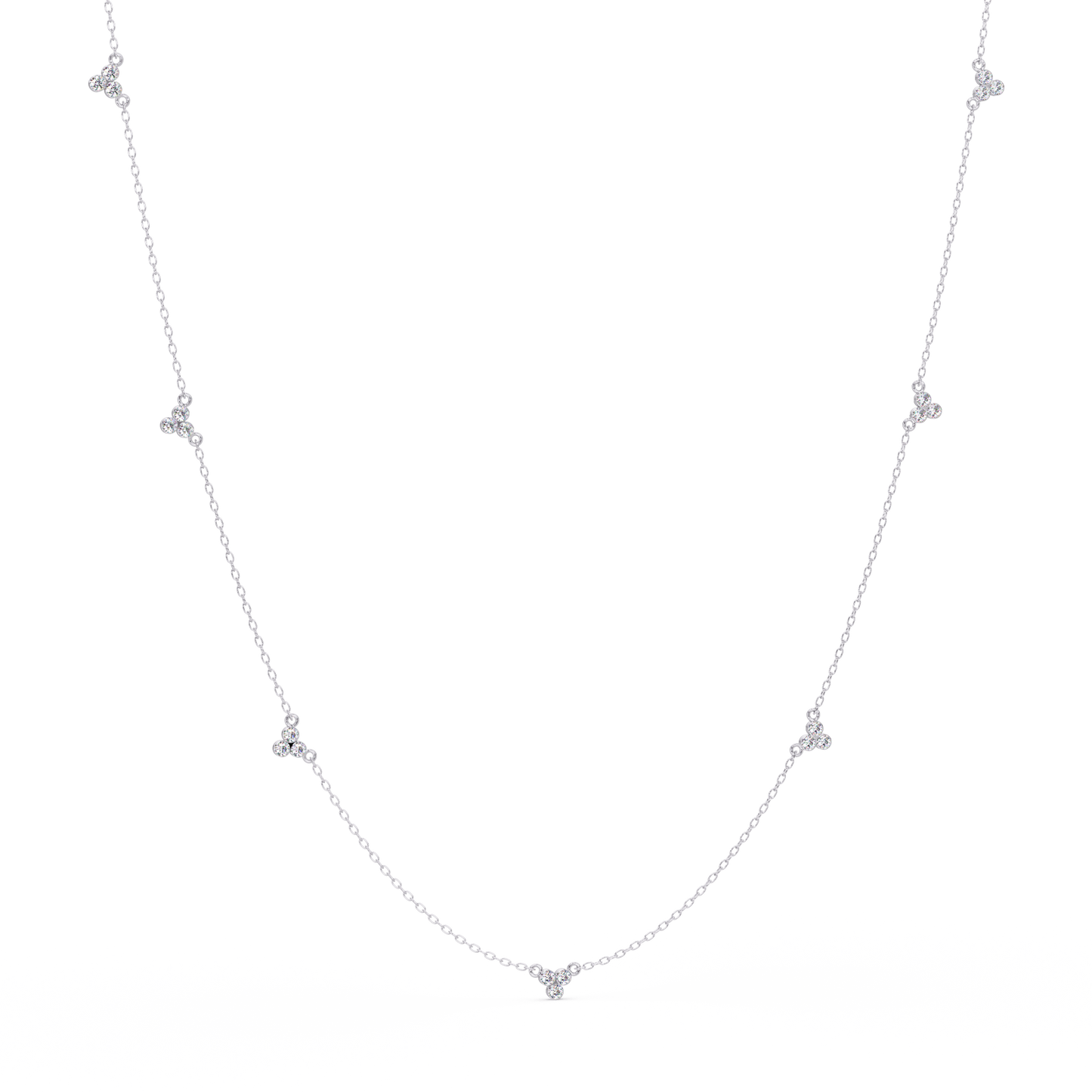 Round Lab-Grown Diamond Cluster Station Necklace in Yellow Gold - HIGHCARAT DIAMONDS