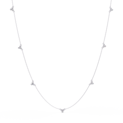 Round Lab-Grown Diamond Cluster Station Necklace in Yellow Gold - HIGHCARAT DIAMONDS