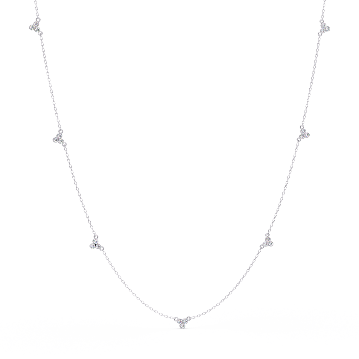 Round Lab-Grown Diamond Cluster Station Necklace in Yellow Gold - HIGHCARAT DIAMONDS