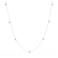 Round Lab-Grown Diamond Cluster Station Necklace in Yellow Gold - HIGHCARAT DIAMONDS